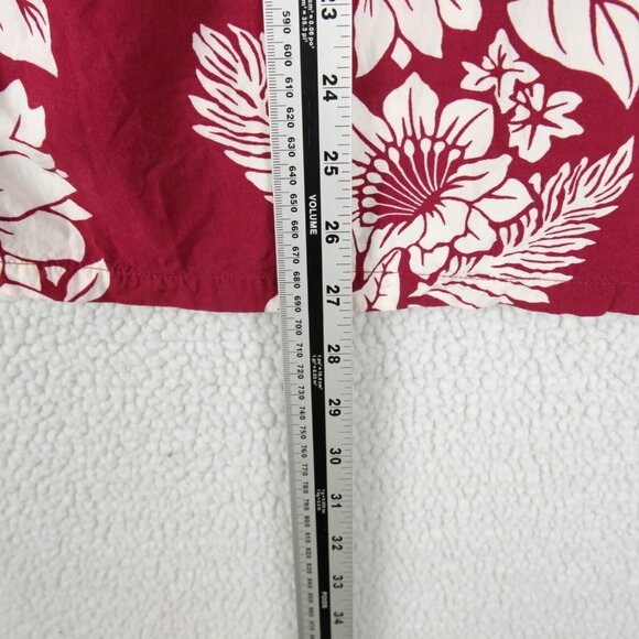 Hiko Hattie Shirt Mens Medium Red White Hawaiian Camp Floral Striped Tropical - Picture 5 of 9
